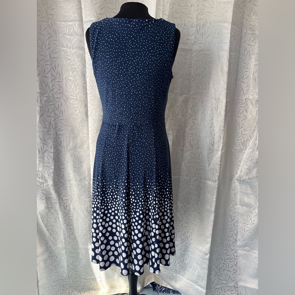 Perceptions Navy and White Polka Dot Midi Dress - Picture 3 of 12